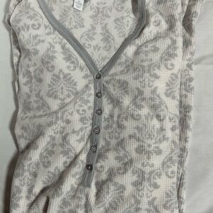 Charter Club Gray Patterned Henley Sleep Shirt